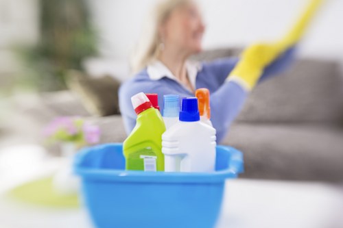 Professional cleaners maintaining a Kingston upon Thames office kitchen